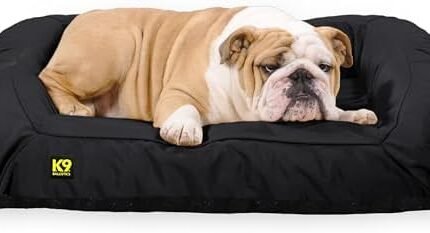 K9 Ballistics Tough Bolster Nesting Pillow Medium Sofa Dog Bed with Removable Washable Cover - Durable, Water Resistant with Nonskid Bottom 33"x27", Obsidian Black